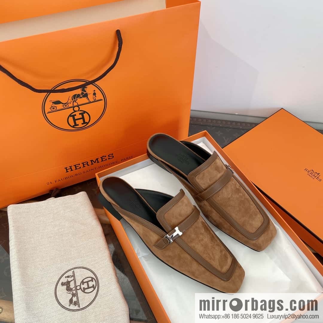 Purchasing grade 🐎 𝐇𝐄𝐑*𝐄𝐒|| Love Horse Home Square Head Small Button Muller Half Slippers