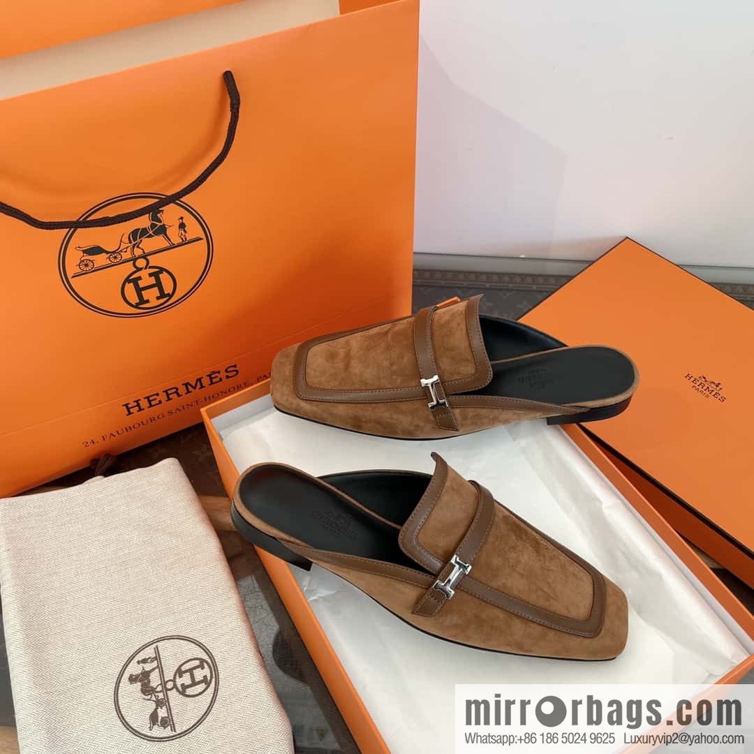 Purchasing grade 🐎 𝐇𝐄𝐑*𝐄𝐒|| Love Horse Home Square Head Small Button Muller Half Slippers