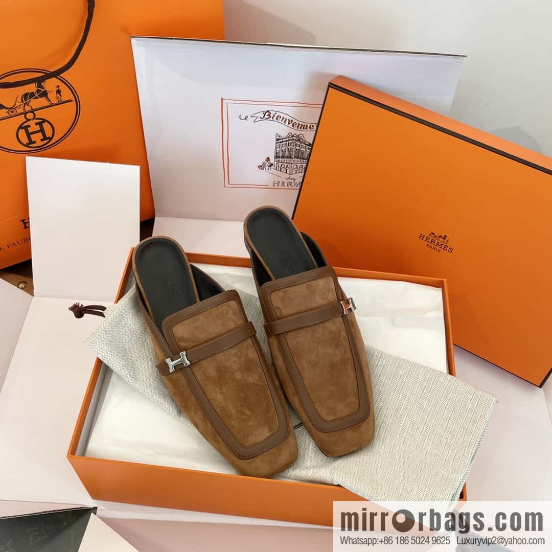 Purchasing grade 🐎 𝐇𝐄𝐑*𝐄𝐒|| Love Horse Home Square Head Small Button Muller Half Slippers