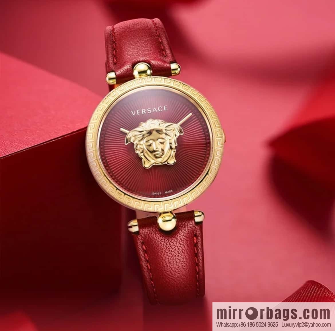 Versace Black Gold Quartz Ladies Watch 34mm PALAZZO Classic Series