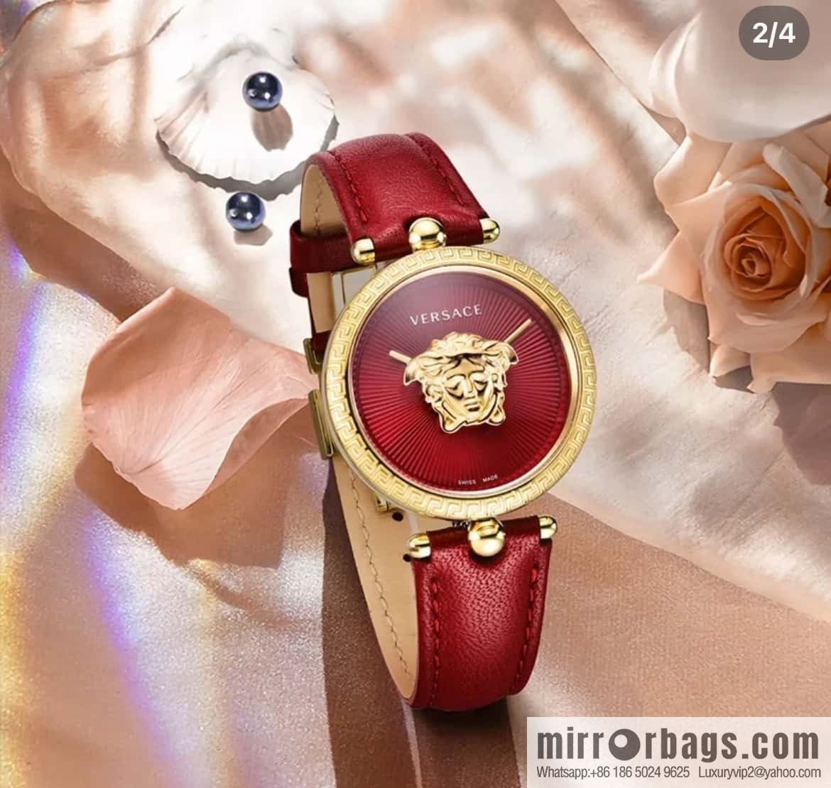 Versace Black Gold Quartz Ladies Watch 34mm PALAZZO Classic Series