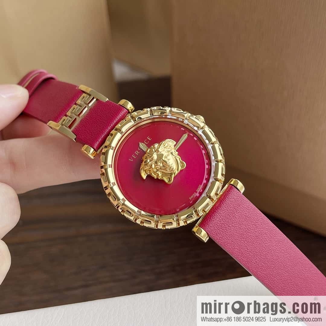 Versace Black Gold Quartz Ladies Watch 34mm PALAZZO Classic Series