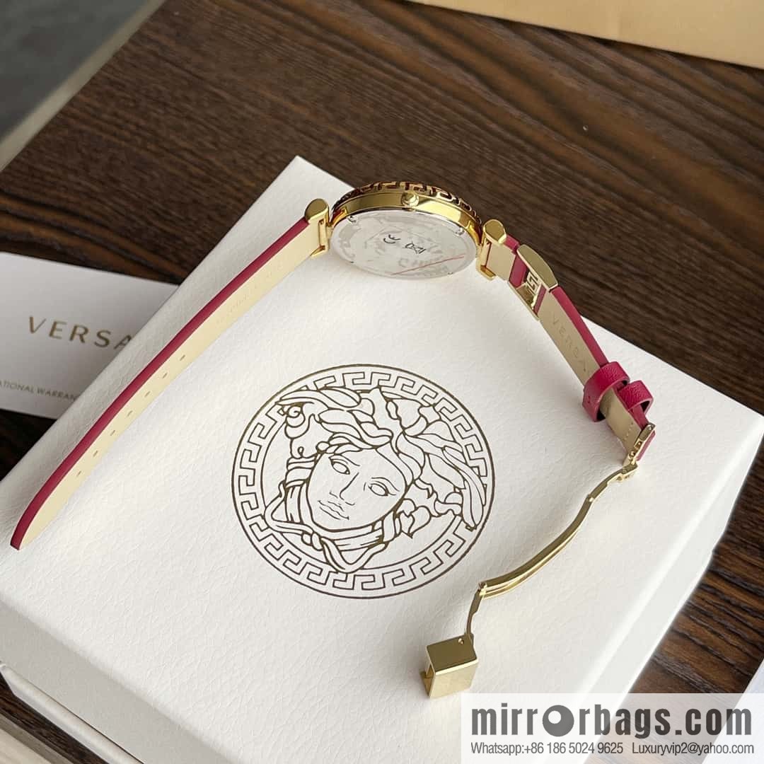 Versace Black Gold Quartz Ladies Watch 34mm PALAZZO Classic Series