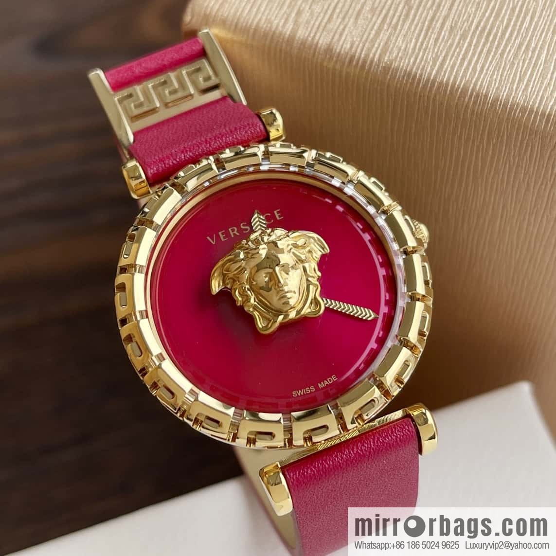 Versace Black Gold Quartz Ladies Watch 34mm PALAZZO Classic Series