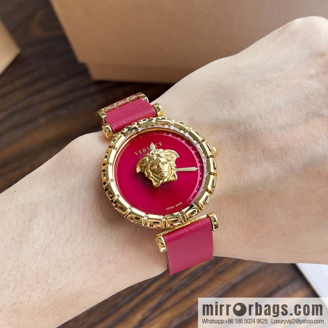 Versace Black Gold Quartz Ladies Watch 34mm PALAZZO Classic Series