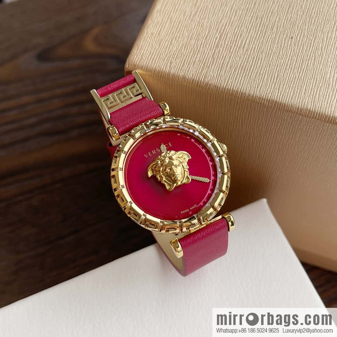 Versace Black Gold Quartz Ladies Watch 34mm PALAZZO Classic Series