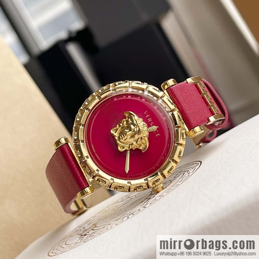 Versace Black Gold Quartz Ladies Watch 34mm PALAZZO Classic Series