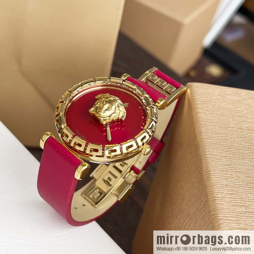 Versace Black Gold Quartz Ladies Watch 34mm PALAZZO Classic Series