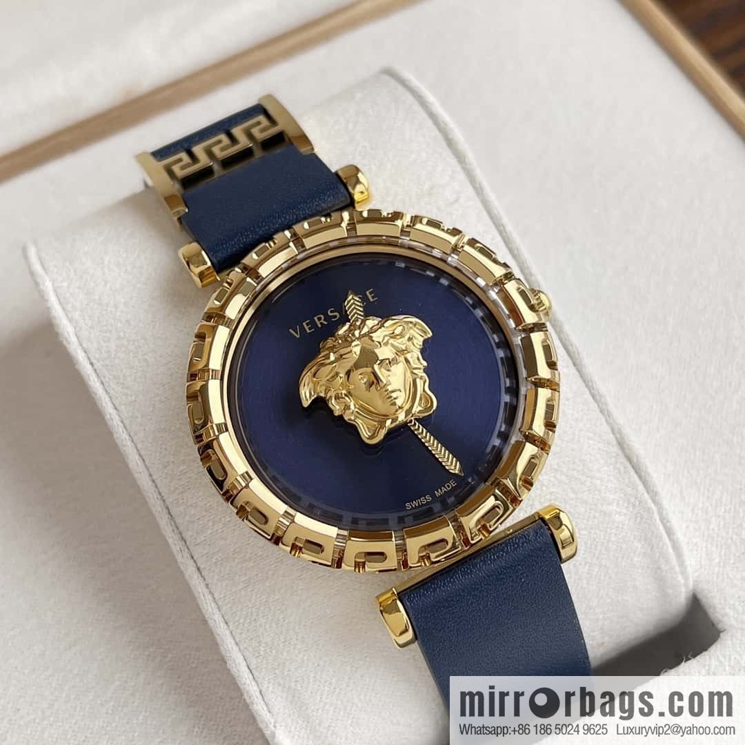 Versace Black Gold Quartz Ladies Watch 34mm PALAZZO Classic Series