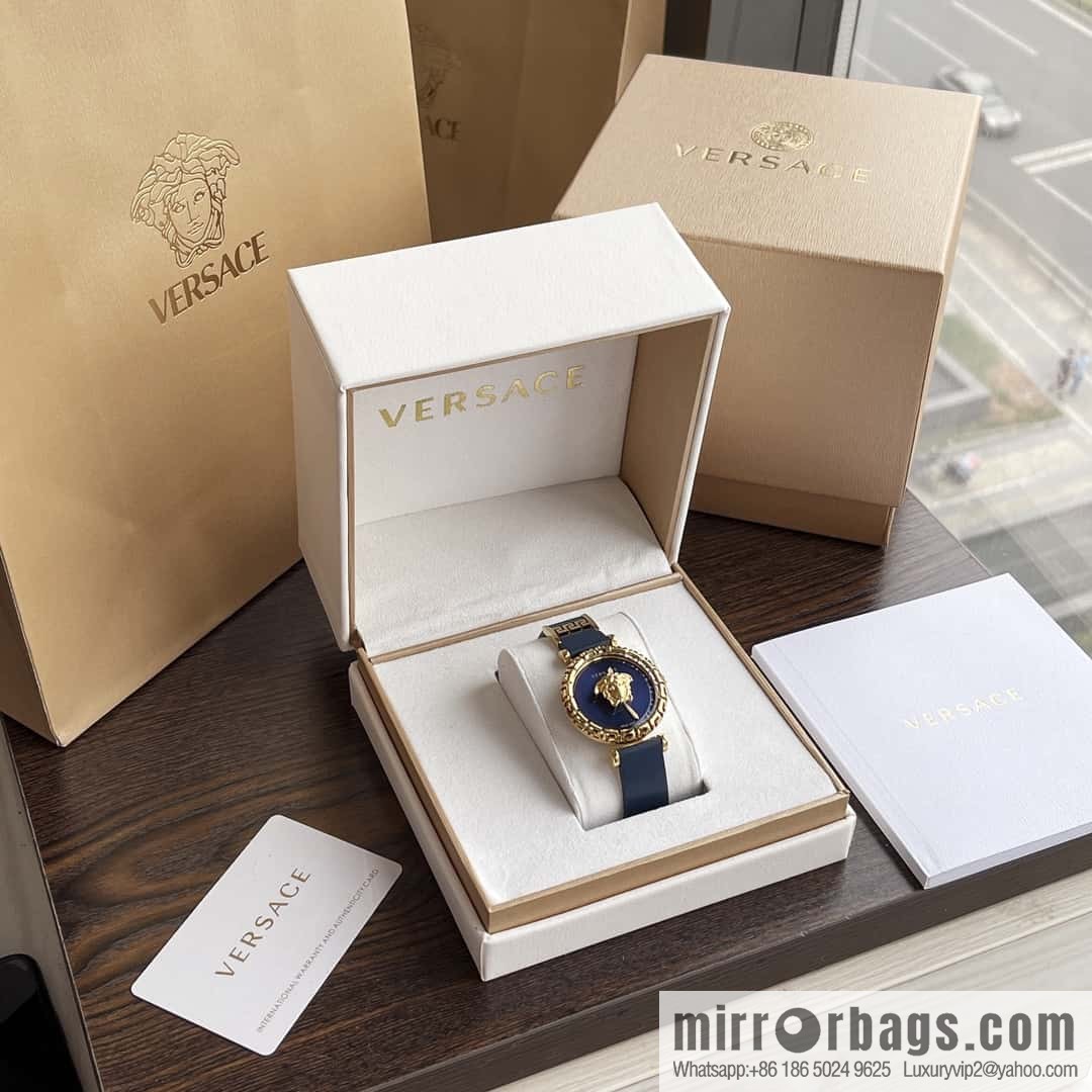Versace Black Gold Quartz Ladies Watch 34mm PALAZZO Classic Series