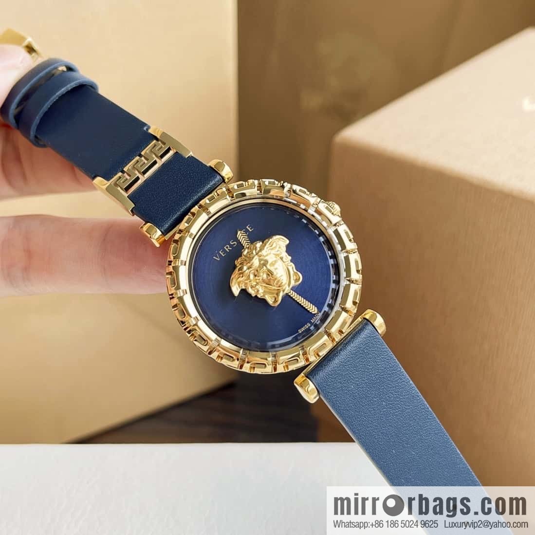 Versace Black Gold Quartz Ladies Watch 34mm PALAZZO Classic Series