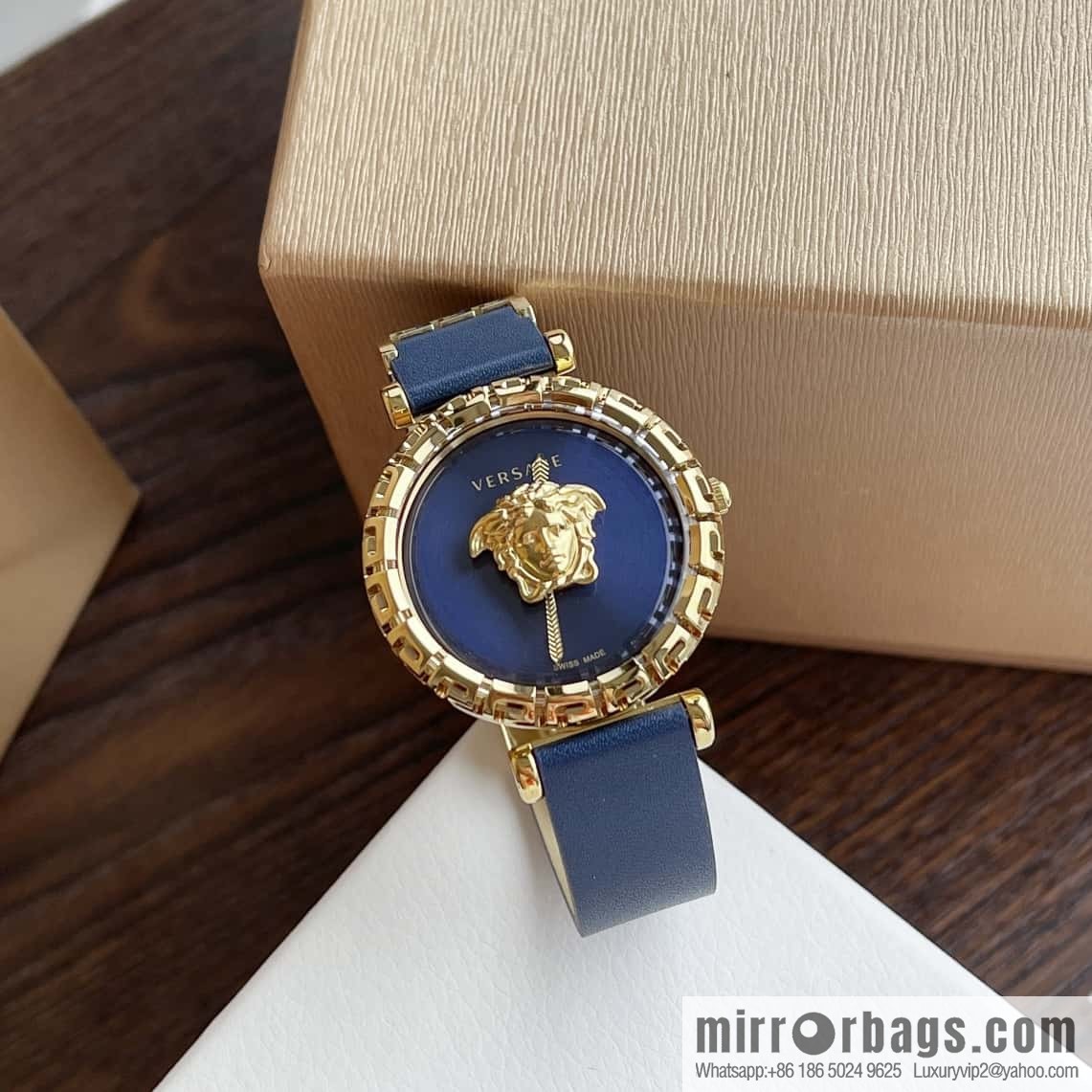 Versace Black Gold Quartz Ladies Watch 34mm PALAZZO Classic Series