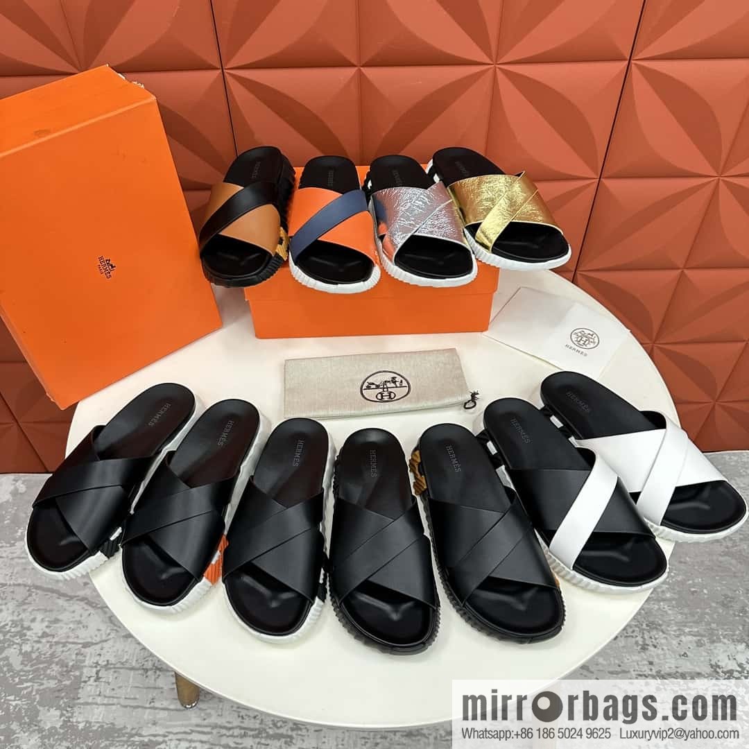 💋💍 H new cross slippers Hermès * Hermès-Shi, the latest classic men's Electric slippers