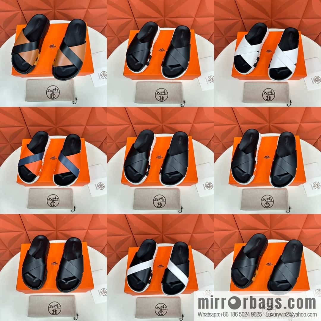 💋💍 H new cross slippers Hermès * Hermès-Shi, the latest classic men's Electric slippers