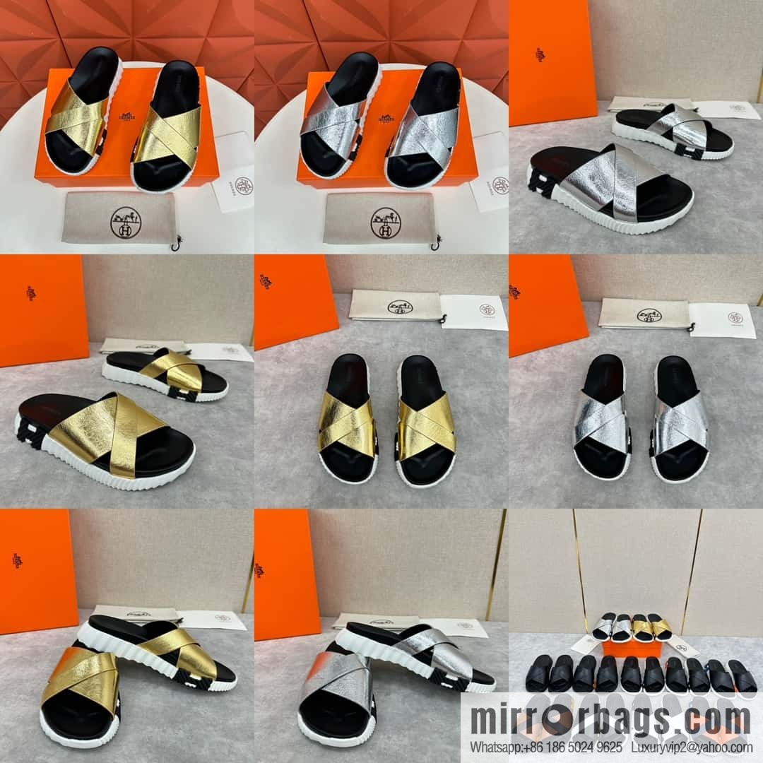 💋💍 H new cross slippers Hermès * Hermès-Shi, the latest classic men's Electric slippers