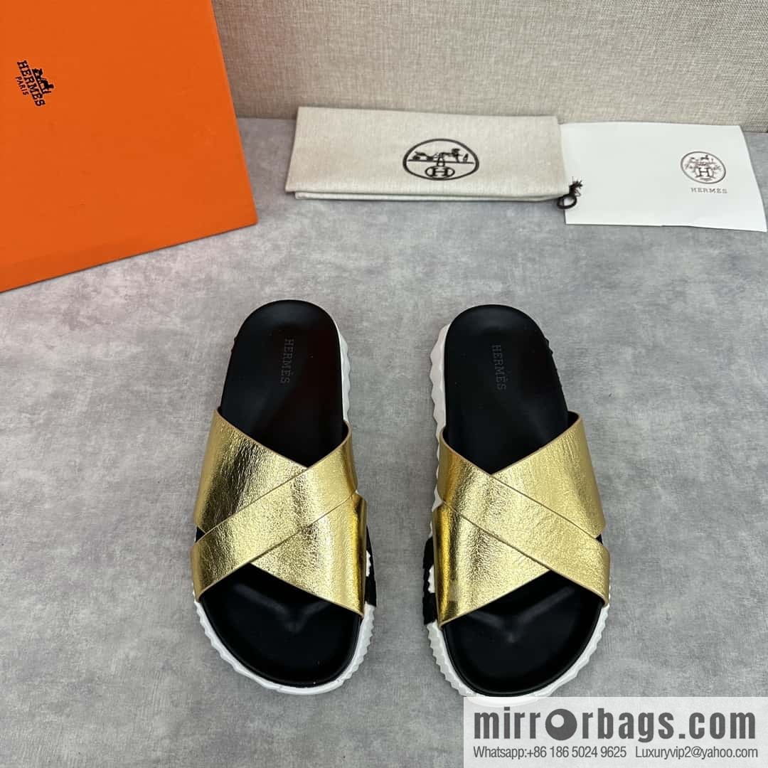 💋💍 H new cross slippers Hermès * Hermès-Shi, the latest classic men's Electric slippers