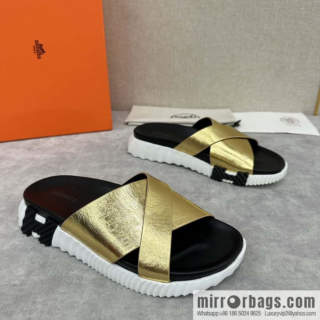 💋💍 H new cross slippers Hermès * Hermès-Shi, the latest classic men's Electric slippers