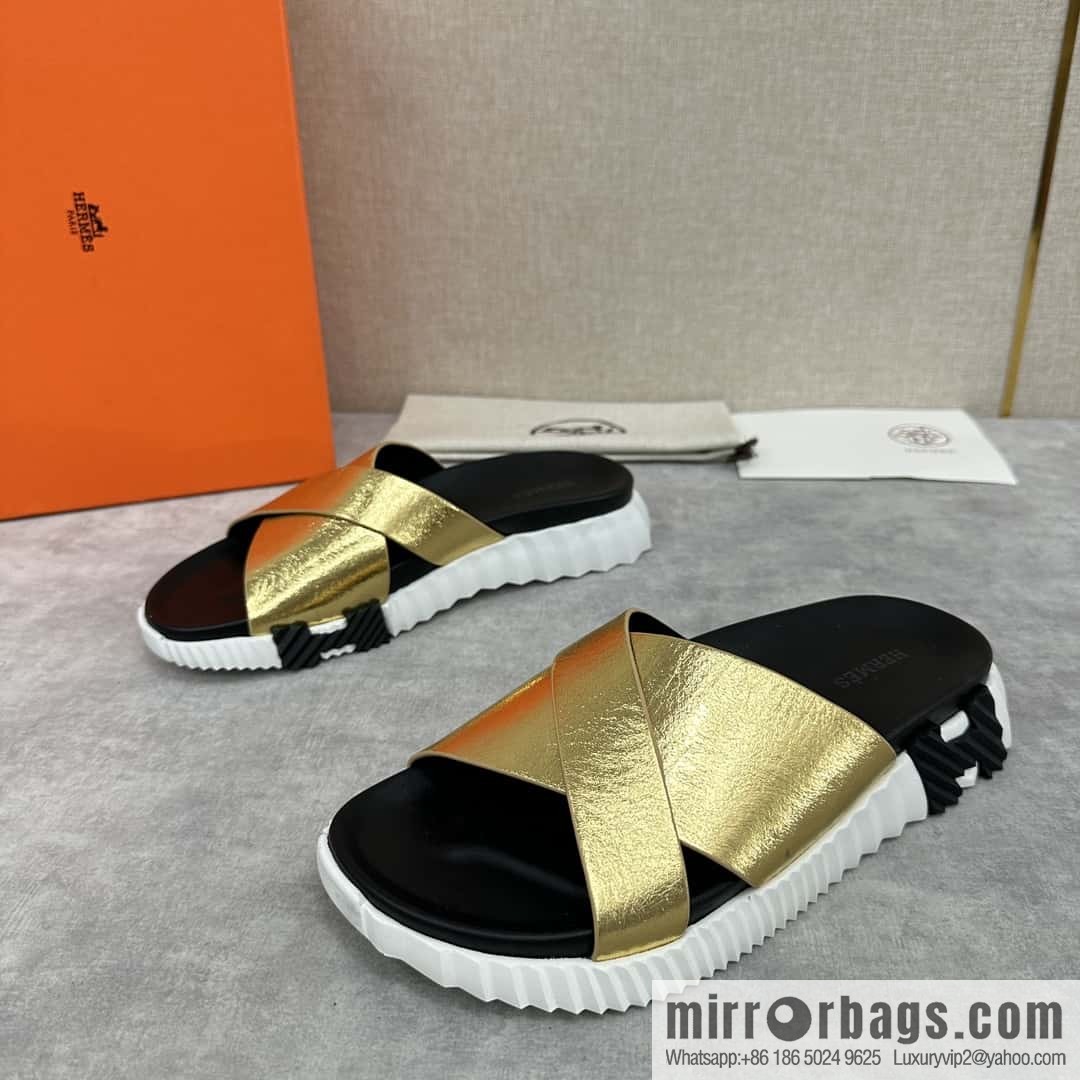 💋💍 H new cross slippers Hermès * Hermès-Shi, the latest classic men's Electric slippers