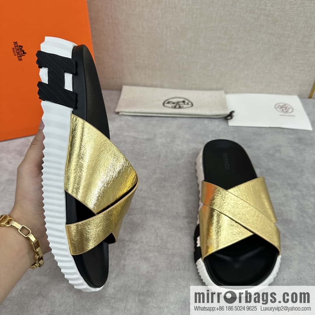 💋💍 H new cross slippers Hermès * Hermès-Shi, the latest classic men's Electric slippers