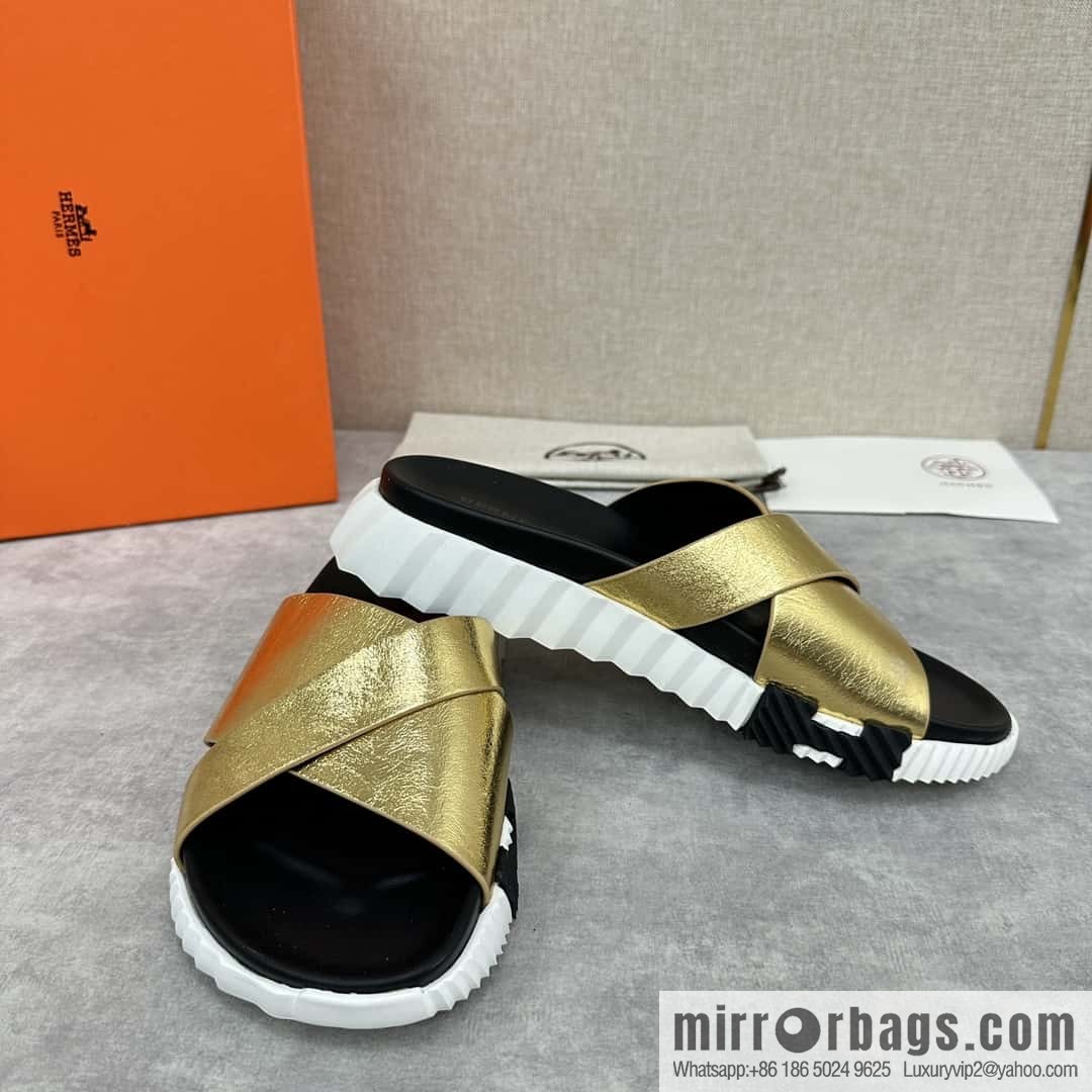 💋💍 H new cross slippers Hermès * Hermès-Shi, the latest classic men's Electric slippers