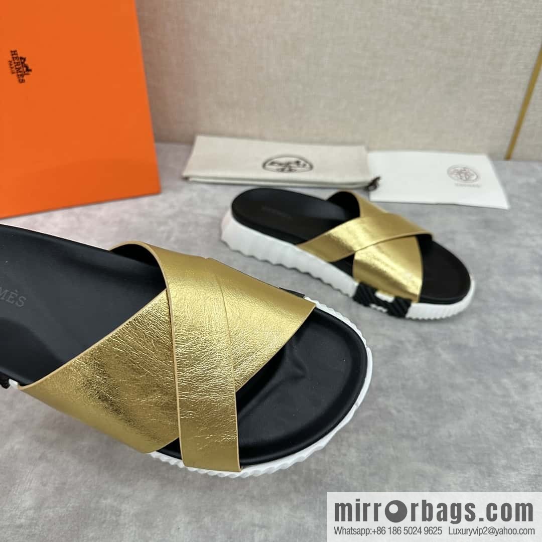 💋💍 H new cross slippers Hermès * Hermès-Shi, the latest classic men's Electric slippers