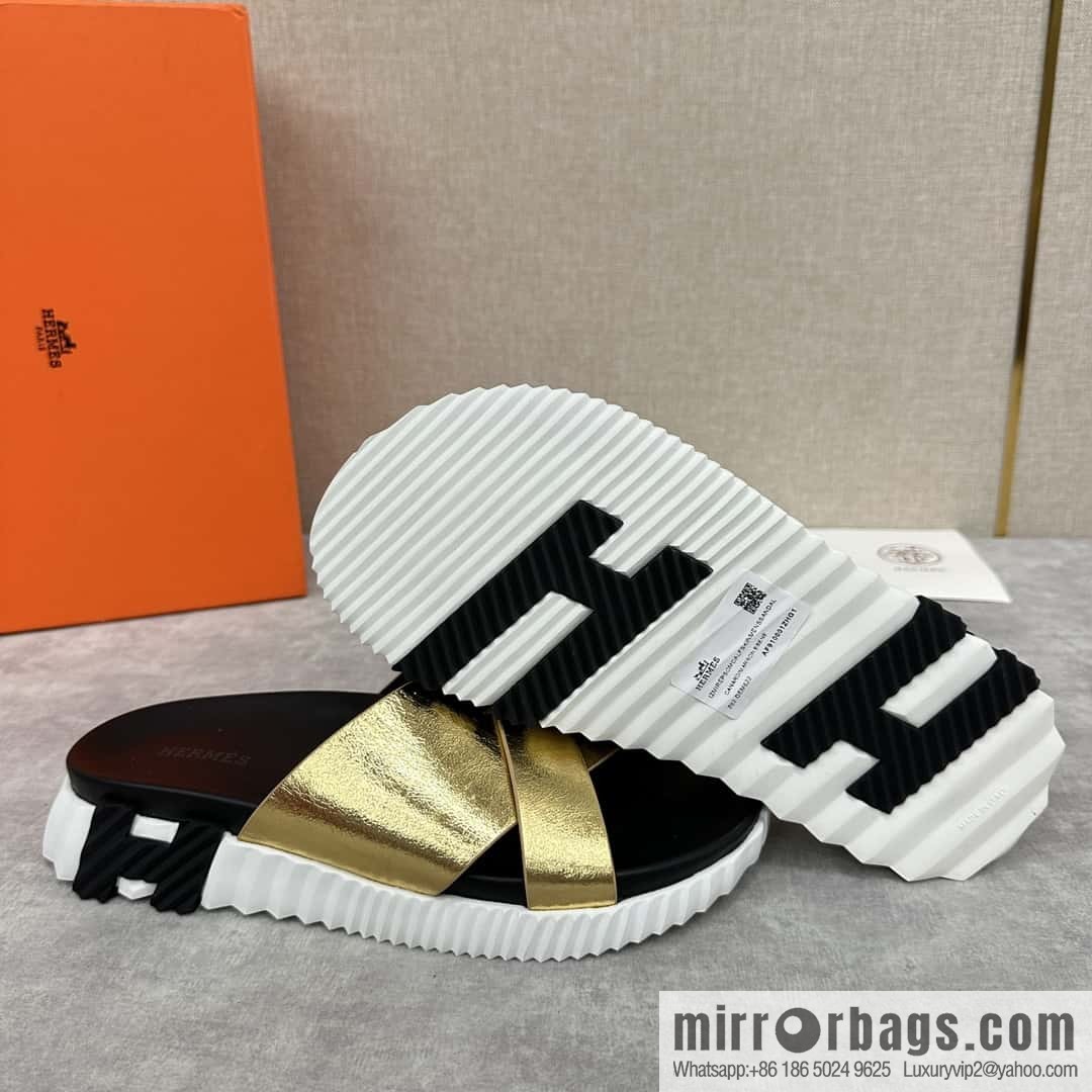 💋💍 H new cross slippers Hermès * Hermès-Shi, the latest classic men's Electric slippers