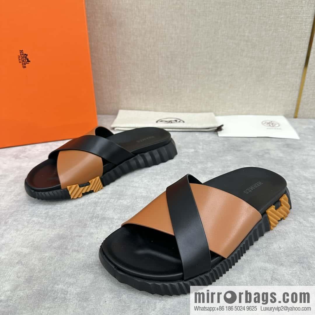 💋💍 H new cross slippers Hermès * Hermès-Shi, the latest classic men's Electric slippers