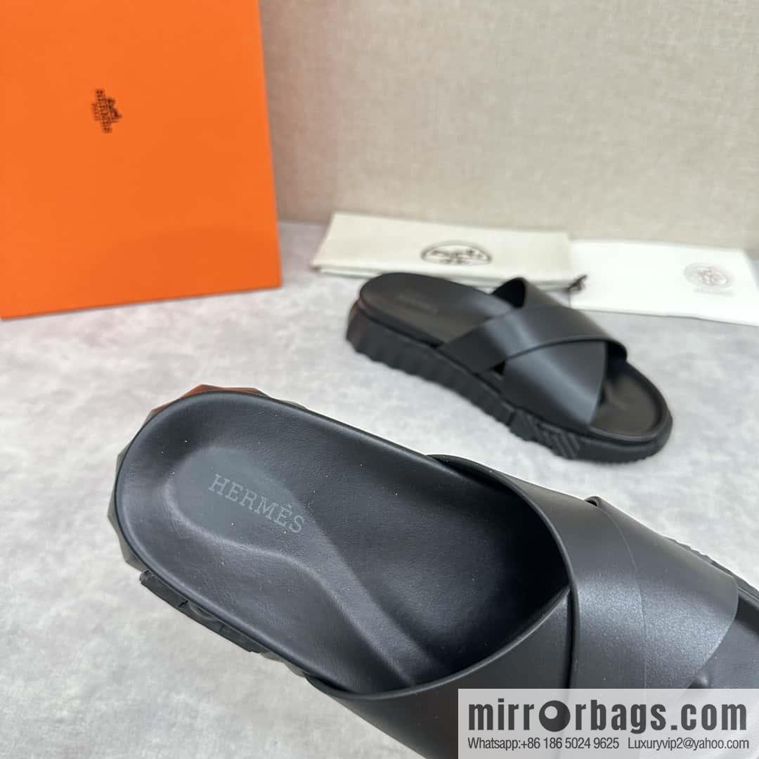 💋💍 H new cross slippers Hermès * Hermès-Shi, the latest classic men's Electric slippers