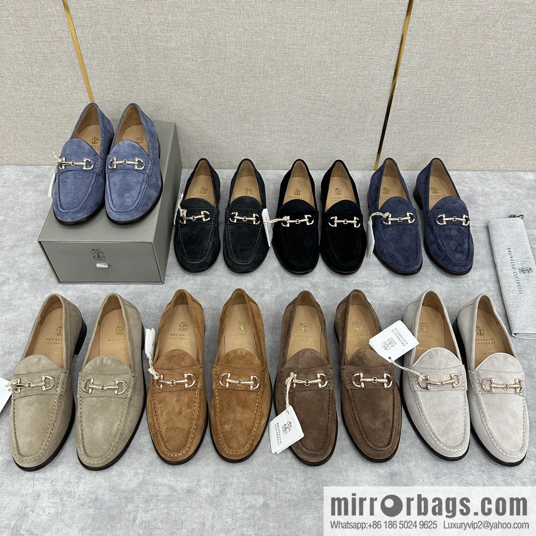💋💍BC's new Brunello Cucinell * horseback buckle calfskin suede moccasins