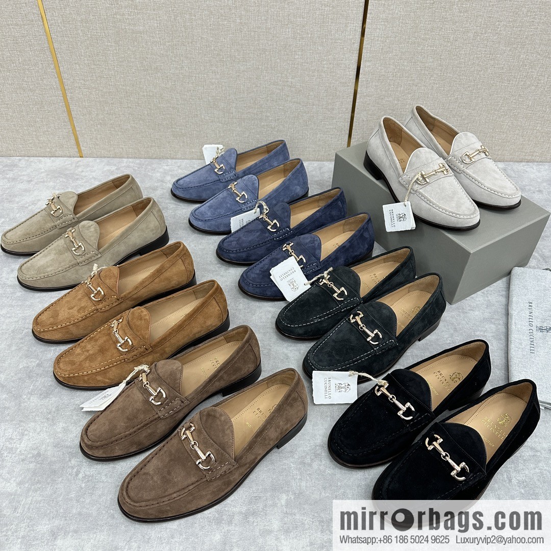 💋💍BC's new Brunello Cucinell * horseback buckle calfskin suede moccasins