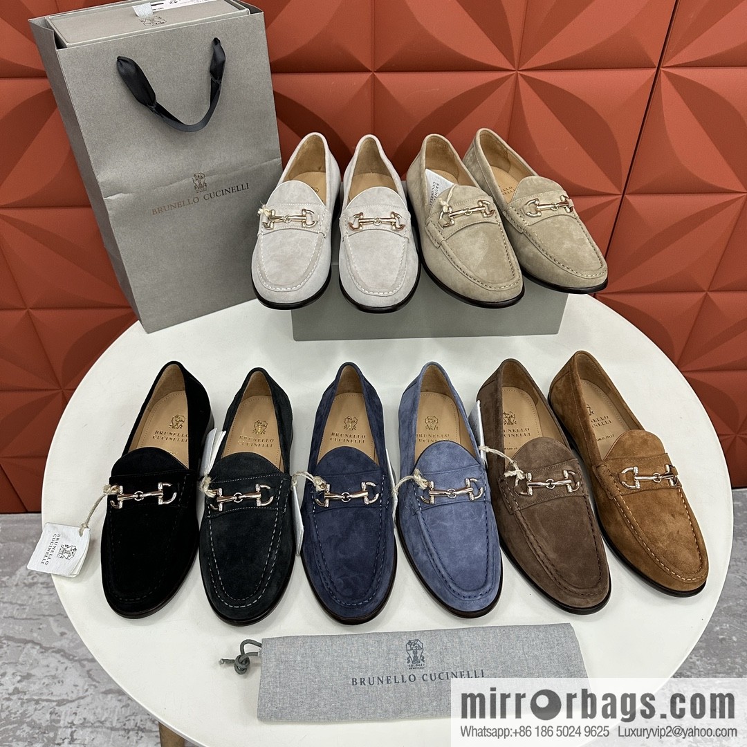 💋💍BC's new Brunello Cucinell * horseback buckle calfskin suede moccasins