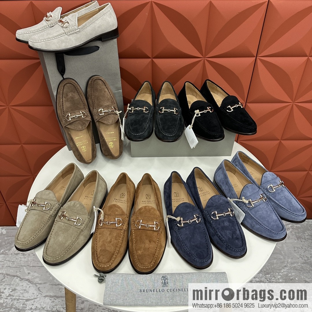 💋💍BC's new Brunello Cucinell * horseback buckle calfskin suede moccasins