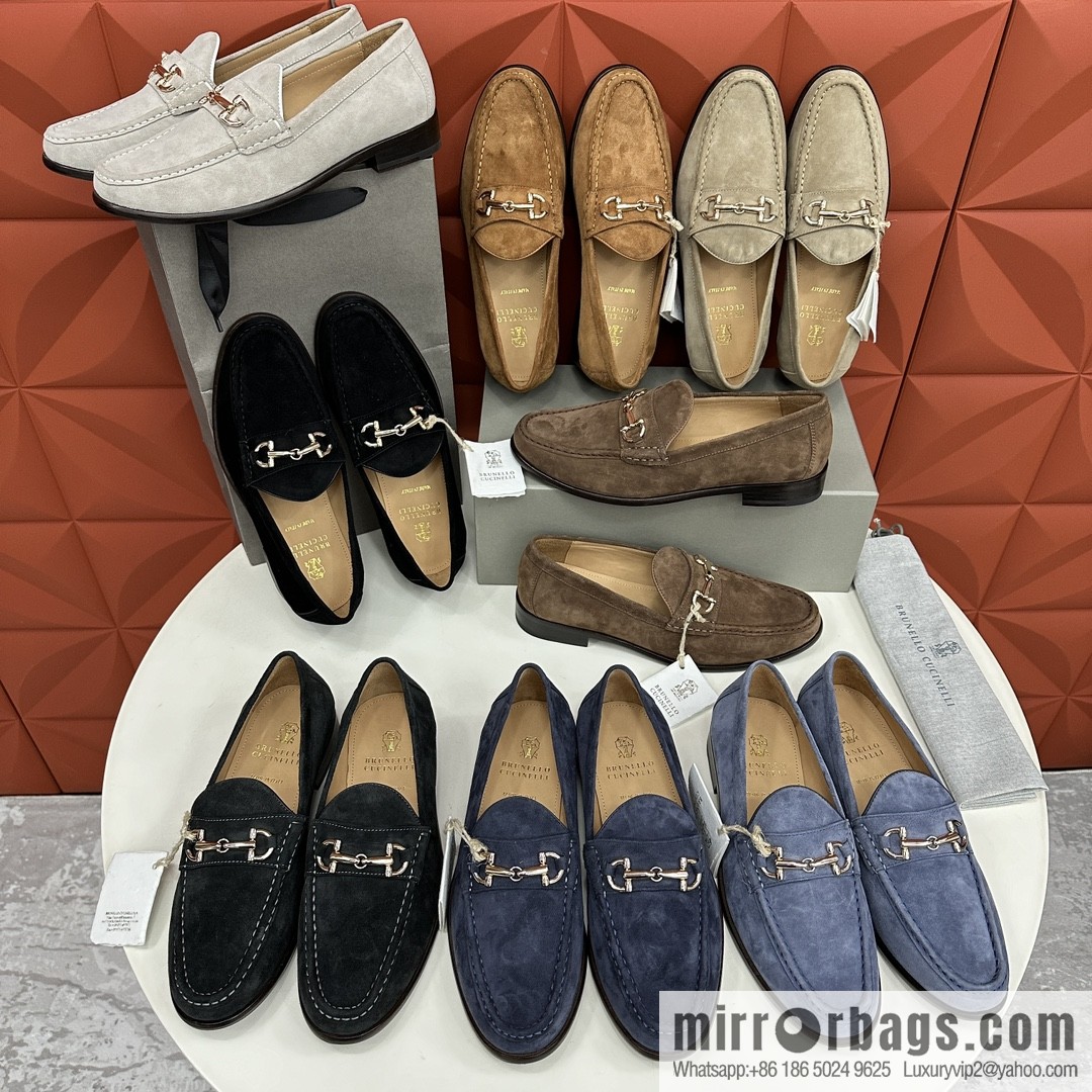 💋💍BC's new Brunello Cucinell * horseback buckle calfskin suede moccasins