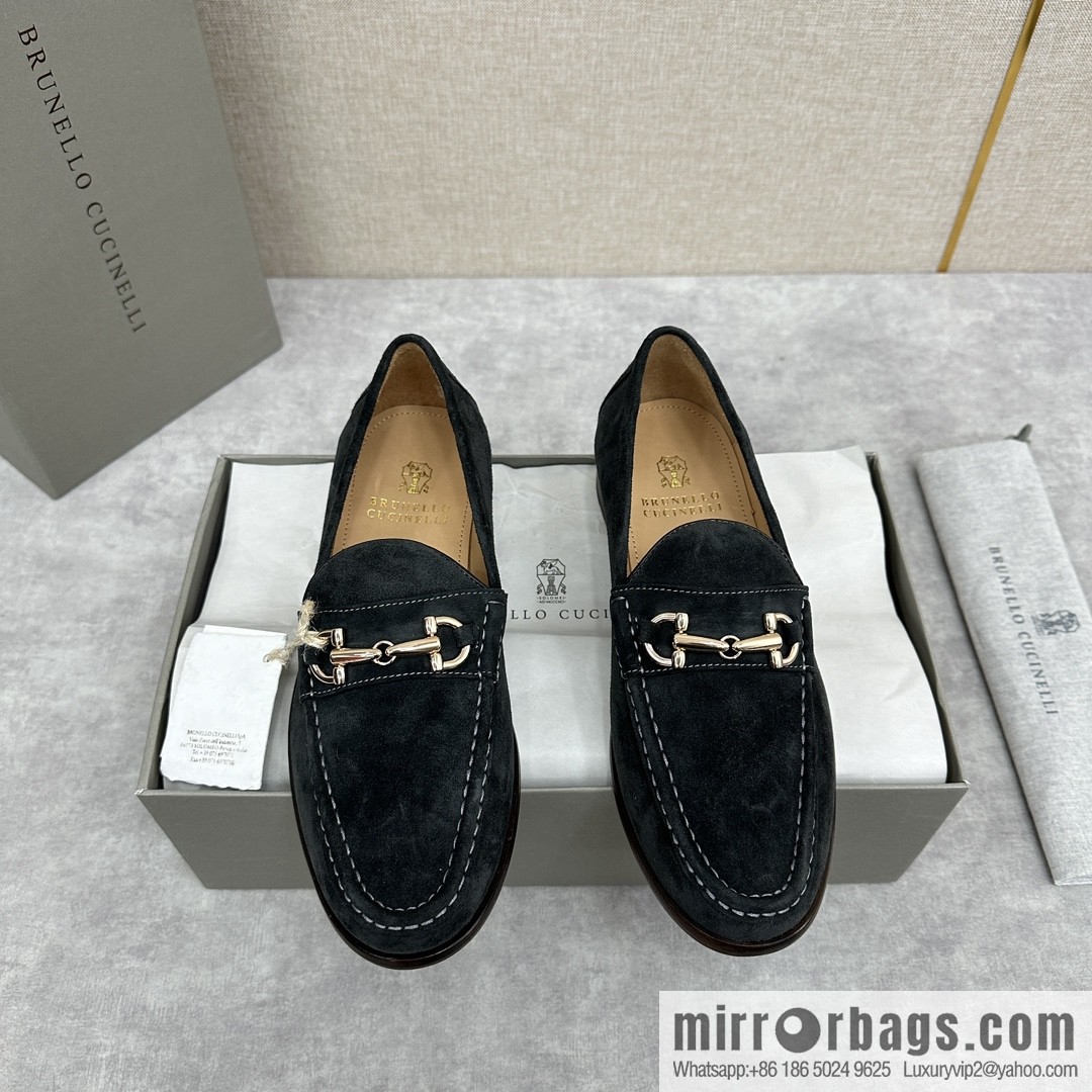 💋💍BC's new Brunello Cucinell * horseback buckle calfskin suede moccasins