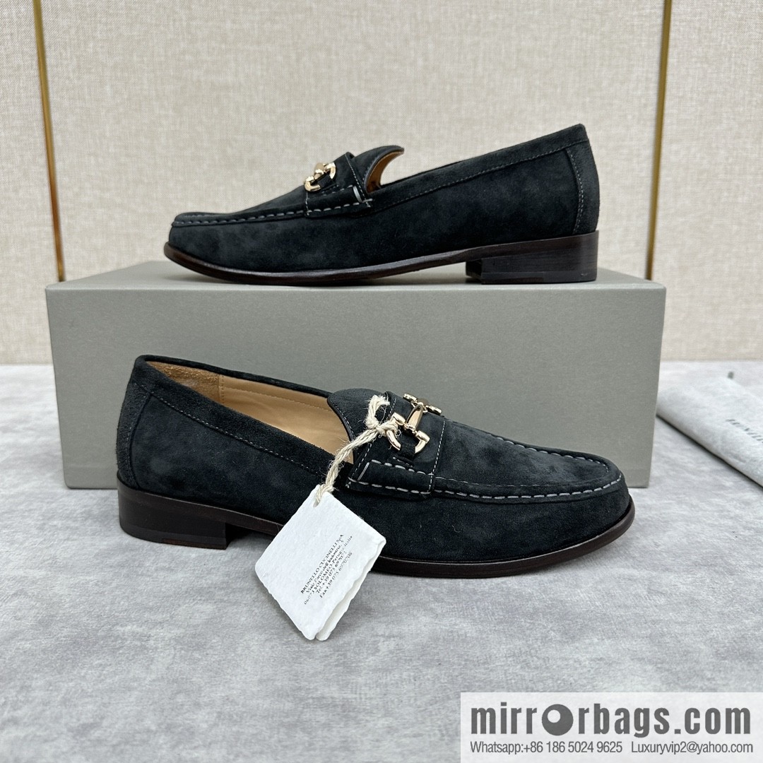 💋💍BC's new Brunello Cucinell * horseback buckle calfskin suede moccasins