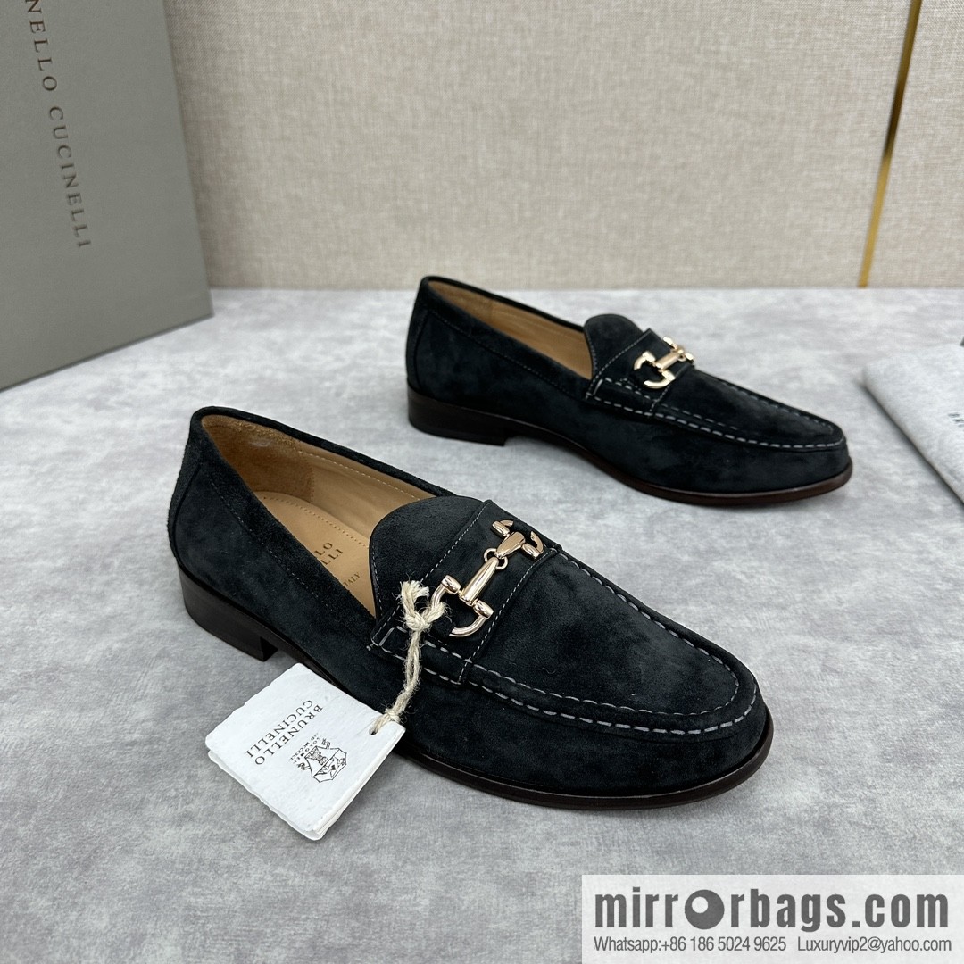 💋💍BC's new Brunello Cucinell * horseback buckle calfskin suede moccasins
