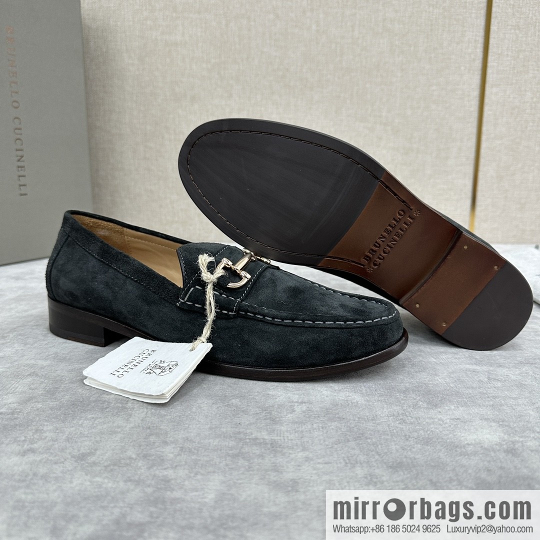 💋💍BC's new Brunello Cucinell * horseback buckle calfskin suede moccasins