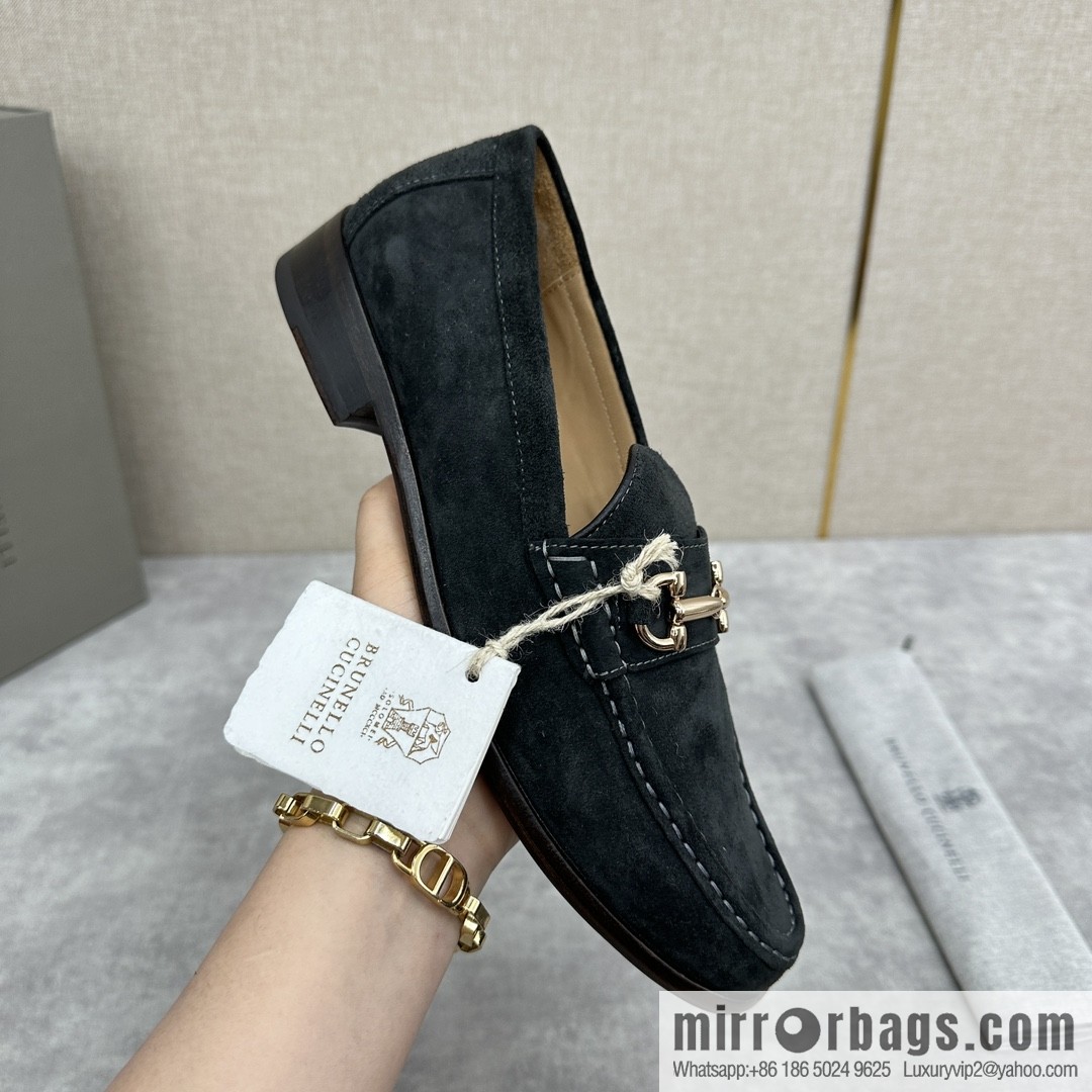 💋💍BC's new Brunello Cucinell * horseback buckle calfskin suede moccasins