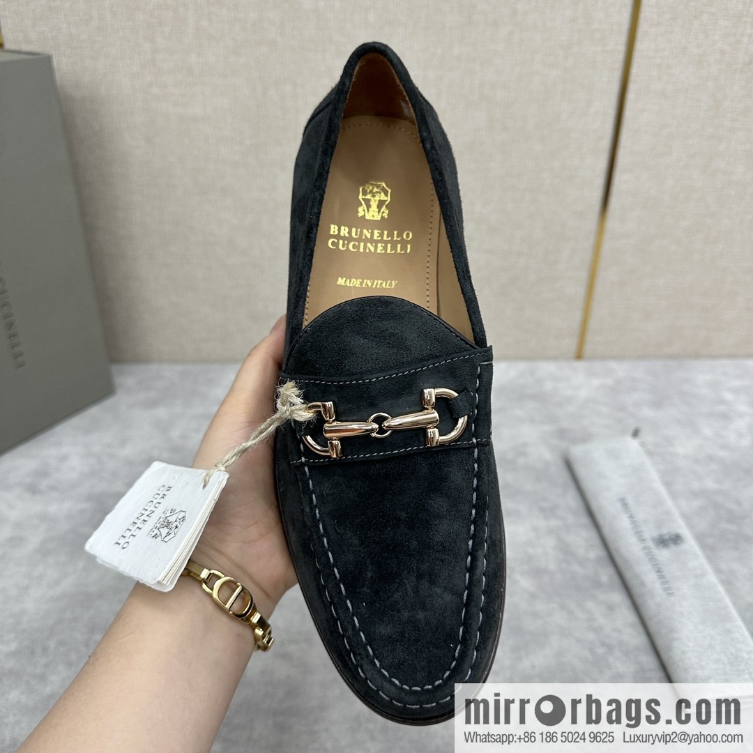 💋💍BC's new Brunello Cucinell * horseback buckle calfskin suede moccasins