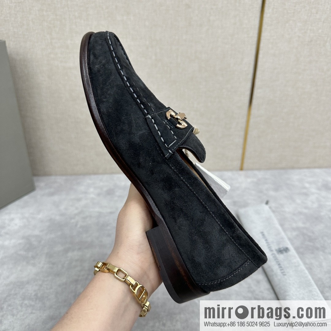 💋💍BC's new Brunello Cucinell * horseback buckle calfskin suede moccasins
