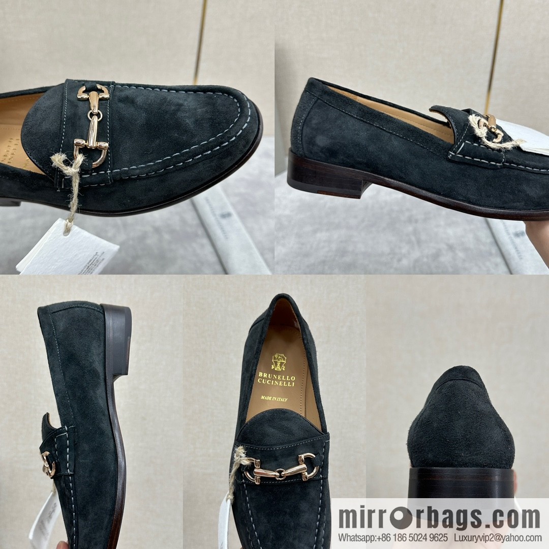 💋💍BC's new Brunello Cucinell * horseback buckle calfskin suede moccasins