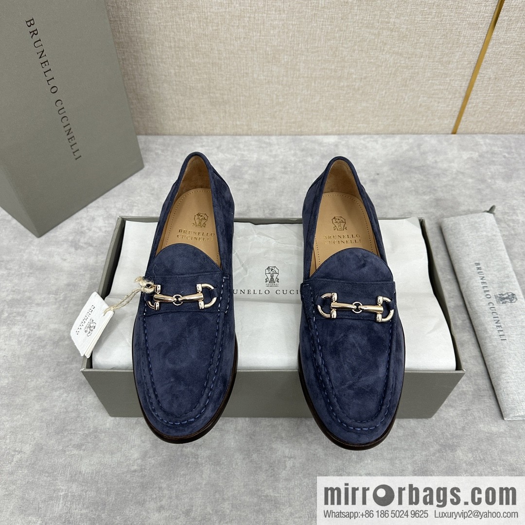 💋💍BC's new Brunello Cucinell * horseback buckle calfskin suede moccasins