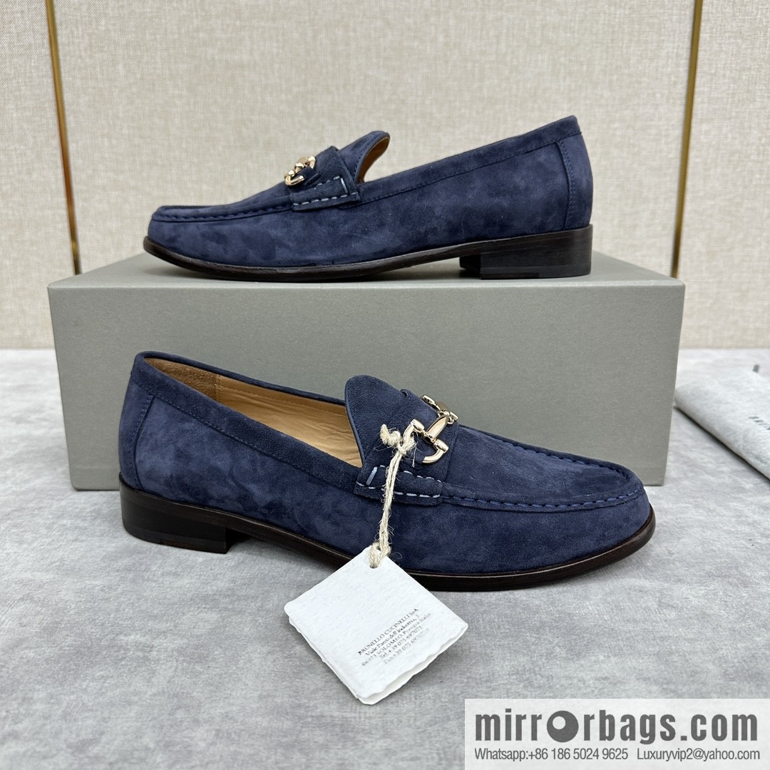 💋💍BC's new Brunello Cucinell * horseback buckle calfskin suede moccasins