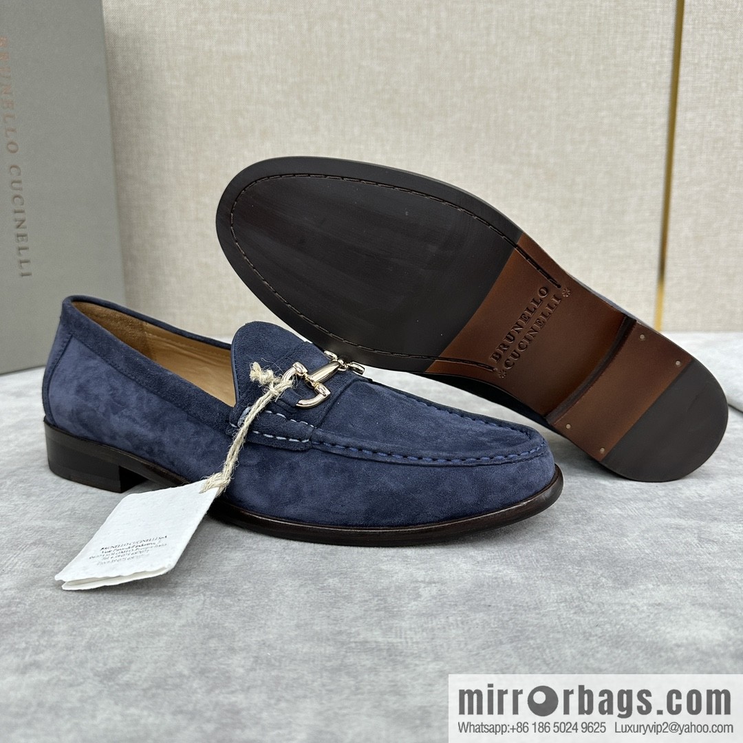 💋💍BC's new Brunello Cucinell * horseback buckle calfskin suede moccasins