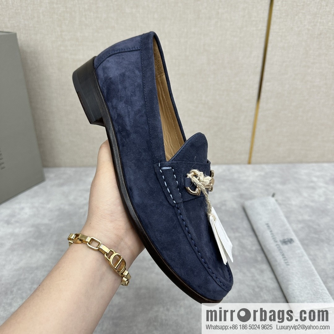 💋💍BC's new Brunello Cucinell * horseback buckle calfskin suede moccasins