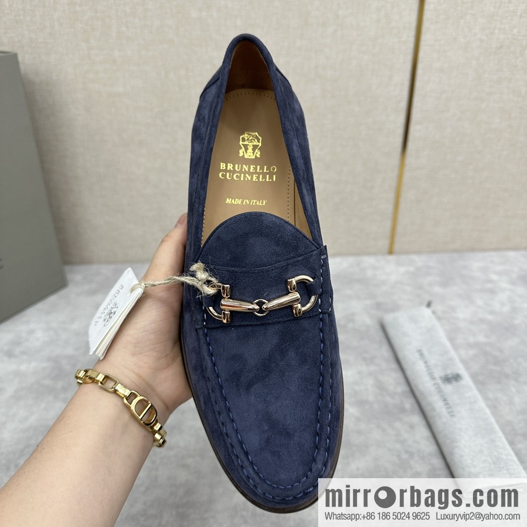 💋💍BC's new Brunello Cucinell * horseback buckle calfskin suede moccasins