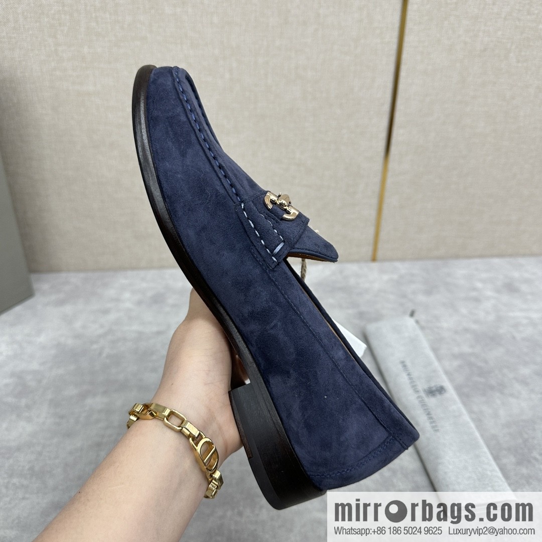 💋💍BC's new Brunello Cucinell * horseback buckle calfskin suede moccasins