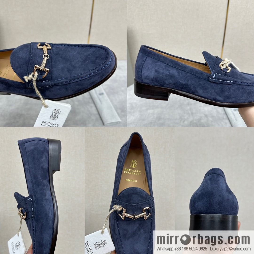 💋💍BC's new Brunello Cucinell * horseback buckle calfskin suede moccasins
