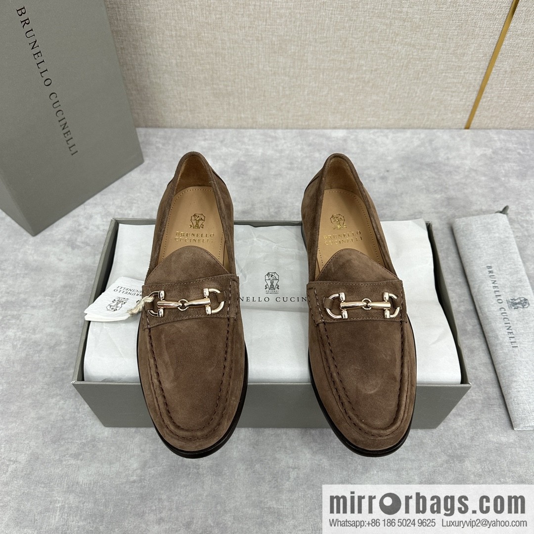 💋💍BC's new Brunello Cucinell * horseback buckle calfskin suede moccasins