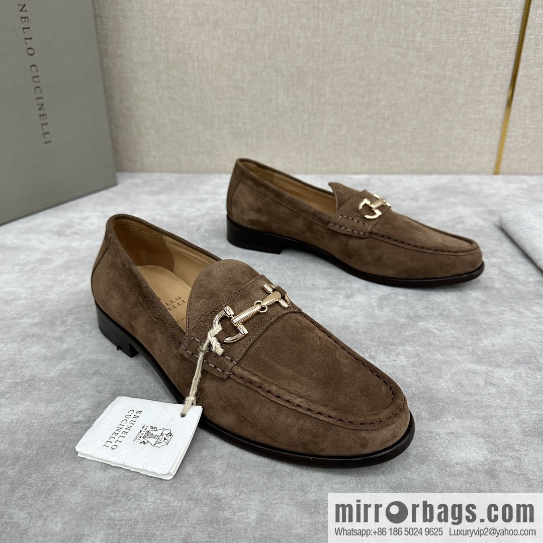 💋💍BC's new Brunello Cucinell * horseback buckle calfskin suede moccasins